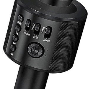 Wireless Bluetooth Karaoke Microphone,3-in-1 Portable Handheld Karaoke Mic Speaker Machine Home Party Birthday for All Smartphones PC(Q37 Black)