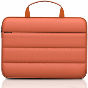 14.1 Inch Fluffy Laptop Sleeve Case Cover | Soft Padded & Shockproof Protection | Puffer Laptop Carrying Bag Compatible for HP, Dell, Lenovo, Acer, Asus and Other Notebooks (Orange)