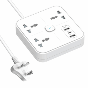 6 in 1 Extension Board Power Strip Multi-Port| ISI Approved Heavy Duty Cable-2m| 6 Ports-1 Fast Charge Type-C(PD 20W) 2 USB-A Ports & 3 AC Sockets|Charging iPhones 50% in 30 mins