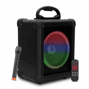 Newly Launched Qube Bluetooth Party Speaker 80W| Karaoke Wirelss Mic| Portable Trolley Outdoor Speaker|Inbuilt Battery Upto 6 Hours Playtime| Aux/TF/USB/8" Driver.