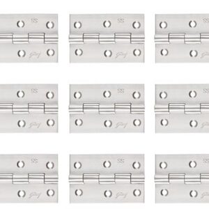 Door Fittings | SS Window Hinge 3 inch x 14 Gauge (Pack of) | Premium Matte Satin Finish 3 in| Heavy Duty Smooth Operation Kabza for Windows & Wardrobe | 3 x 1/2 x 3/4 Plain Joint