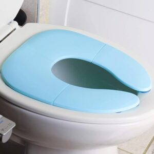 Portable Folding Baby Toilet Seat - Kids Potty Training Seats for 0.5 to 5 years Child Toddler - Fits All Western Toilets - Non-Slip Suction Cups - Includes Free Travel Bag (Sky Blue)