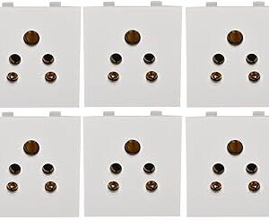 Electrotek Modular 5 Pin Universal Socket | 6A White | Compatible with Multi-Plug Connections | Electrical Switchboard Socket for Home, Office & Commercial Use (Pack of 10 Switch)