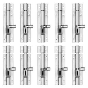 Morden Plain Tower Bolt 4 inch (Stainless Steel, Two Tone Silver, Pack of 10 Piece)