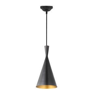 Single Head Metal Cone Shape Pendant Light | for Bedroom, Kitchen, Restaurant, Indoor Outdoor or Home Decoration (Black, Pack of 1) (Bulb Not Included)