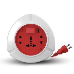 Trio 2-Pin Flex Box with 5M Copper Cord | Universal 3-Pin & 2-Pin Sockets | Master Switch, LED Indicator | Safety Sleeve, Cable Guard, Polycarbonate Body | Home & Office Use