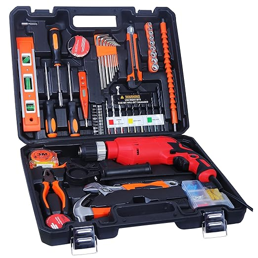 Professional Tool Kit with Impact Drill IBL TD13-100, 650W, Copper Armature, Chuck 13mm Keyless Auto, 115 Home Essential Tools/Accessories