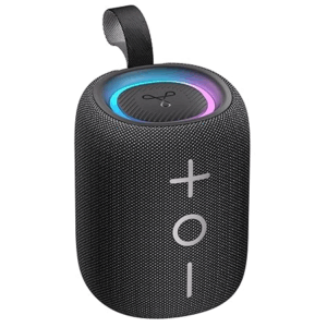Mini+ Bluetooth Speaker 12W,360?Surround Sound,Custom EQ,12H Playtime,BT 5.4,AAC/SBC Support,LED Lights,IPX7 Waterproof,TWS Pairing,Type-C, Portable for Home/Outdoor/Travel Black