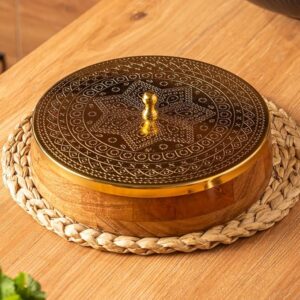 home Spice Box for Kitchen with Spoon (Acacia Wood, 7 Detachable containers, 120 ML) | Masala box for Kitchen | Spice Storage Container | Stylish Masala Dani for gift