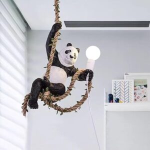 Hanging Lamp | Warm White LED Pendant Light | Ceiling Hanging Lights for Living Room, Bedroom, Hall | Modern Metal Acrylic Lamp | Height Adjustable | Indoor Use (Panda)