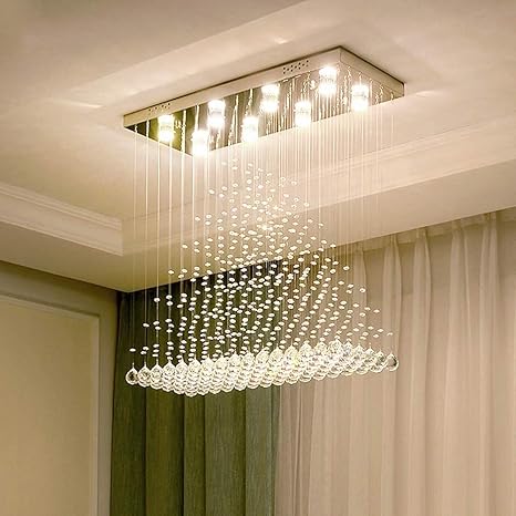 K9 Crystal Chandelier Ceiling Light Decorative Light led Chandelier Flush Mount Ceiling Light 8 Light Lamp, Modern Flush Mount Ceiling (Warm White, 22.5 x 10.5 x 19 inch