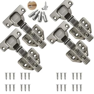 Style Steel Clip-on Soft Close Concealed Cabinet Hinges with (Free!!! 4PCS Shelf Pins) (Pack of 2 Sets), 0 Crank- Full Overlay (Clip On Hinge 2 Combo 0 Crank) (2)