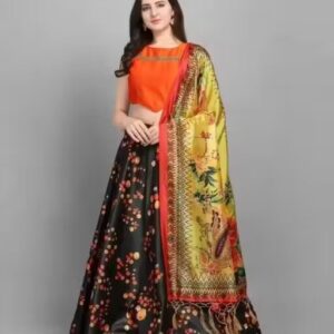 Zari Satin Festival Special Lehenga Choli with Assam Silk Digital Printed Dupatta and Jaquard Butti Blouse