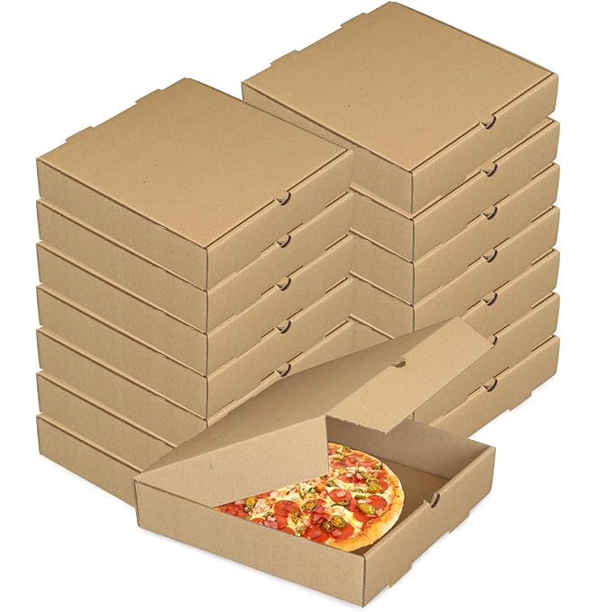 Pizza Boxes Cardboard Boxes Take Out Containers Gift Packing Boxes Takeaway for Pizza, Cake, Cookies, Food -Brown(8 Inch) Pack of 25