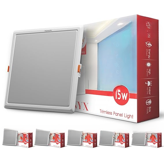 Square LED Panel Light ? 15W Cool White | Glare-Free, Recessed Ceiling Downlight for Home & Commercial ? Pack of 6