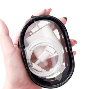 Travel Cable Organizer ? Compact Clear Storage Bag for Chargers, Earphones & Data Cables ? Portable Solution for Travel, Transparent Management (Black)