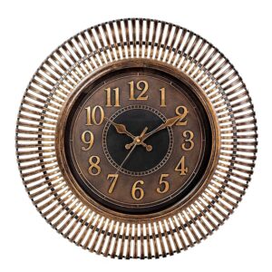 Vintage Sunburst Wall Clock, 50 cm, Bronze and Gold, Round Metal Frame