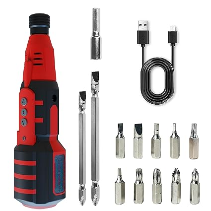 2.2Nm Torque Electric Screwdriver & Contactless Tester |1/4" Bit Holder|3.6V Battery|200 RPM|USB Micro-B Charging |Worklight|Screwdriver Bit set| Wire Breakpoint Finder