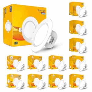 Polycarbonate Alpha 10W Round Downlight Junction Box|Neutral White (4000K)|Glare-Free Design|Recessed Down Light For False Ceiling|Cutout - 3 Inch|Pack Of 12