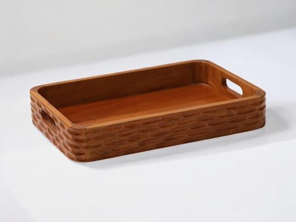 Wood Serving Tray for Home/Kitchen/Restaurant/Office Organizer/Dining Table | Premium Serving Trays | 38 x 25 x 5 cm | Handcrafted in India