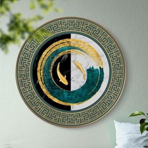 paintings fish Abstract modern art Premium Sparkle lamination Golden Slim Frame 58 cm x 58 cm Large Size, For Home/Office/Hotel painting GR-17