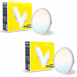 Polycarbonate 3 in 1 Multicolor 15W LED Surface Ceiling Light |Surface downlighter for Ceiling| Ceiling Light for Hall,Bedroom,Office|led downlighter| Color- White,Off White,Yellow,Pack 2