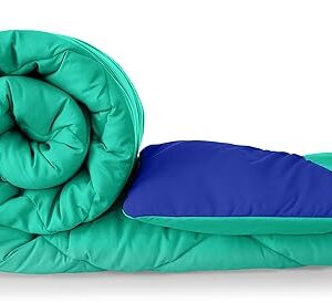 Microfiber Reversible Comforter, Double (Sea Green & Indigo Blue, 300 GSM)