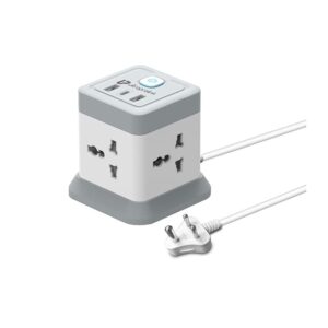 7 in 1 Cube Extension Board Power Strip Multi-Port | ISI Approved Heavy Duty Cable-2m |7 Ports-1 Fast Charge Type-C(PD 20W),2 USB-A Ports & 4 AC Sockets | Charges iPhone 50% in 30 min