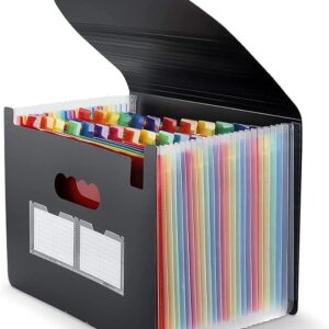 24 Pockets File Folder With Cover Expanding Document Storage Organizer Expandable Files Organizer With Labels Expanding Paper File Folder,Multi