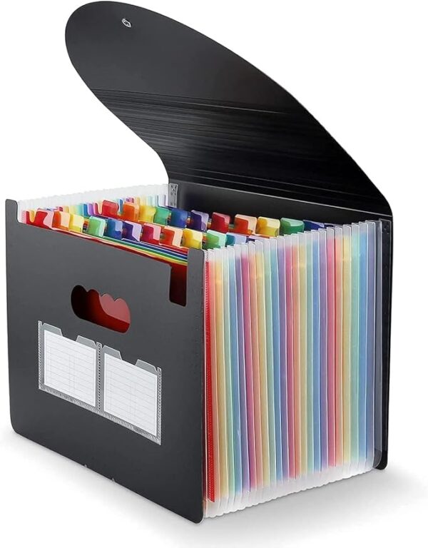 24 Pockets File Folder With Cover Expanding Document Storage Organizer Expandable Files Organizer With Labels Expanding Paper File Folder,Multi