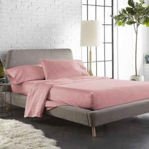 Swiss dot Cotton Fitted Bedsheet for Double Bed 300TC, Sateen Weave Queen Size Bed Sheet,12" Deep Pocket- 1 Elastic Fitted Sheet (60"x80")+2 Pillow Covers, Oeko-TEX Certified-Merlot