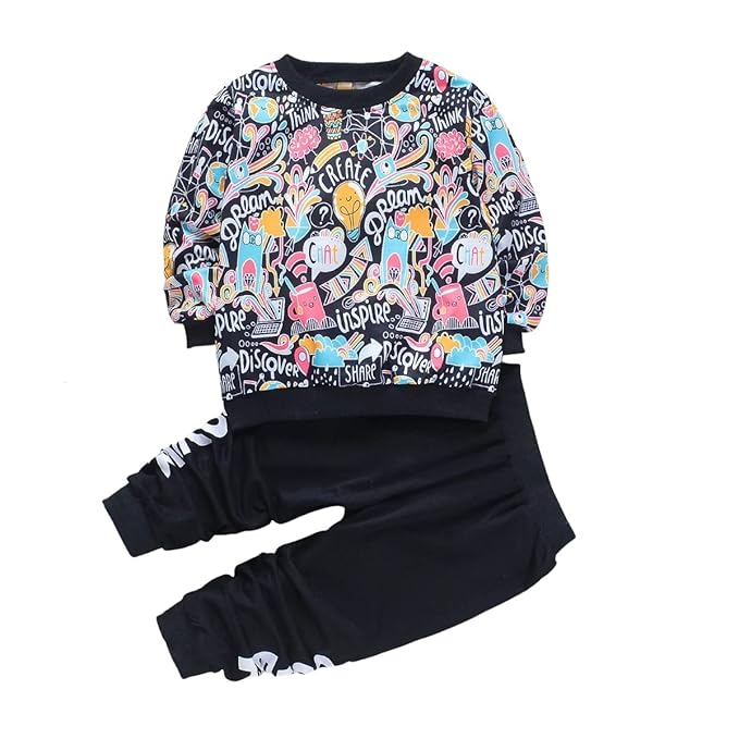 Boy's Cotton full Sleeves Sweatshirt With Jogger In Black Color Set for Baby Boys