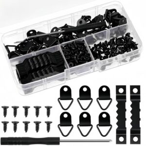 251 Pcs Photo Frame Hanging Kit, Including 50 Pcs Sawtooth Picture Frame Hanging, 50 Pcs Triangle Ring Hanger, 150 Pcs Screws,1 Pcs Screwdriver for Hanging Pictures Photos Drawing