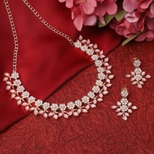International Crystal Necklace Jewellery Set with Earrings | Best Suited for Party, Wedding, and Festive Occasions for Women