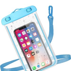 Waterproof Phone Cover Pouch with Lanyard ? IPX8 Certified Dry Bag Case for iPhone & Android, 100% Waterproof, Touchscreen Friendly for Swimming, Beach Outings & Outdoor Adventures (Blue)