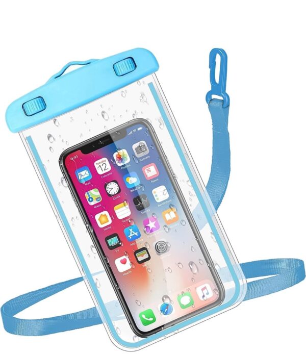 Waterproof Phone Cover Pouch with Lanyard ? IPX8 Certified Dry Bag Case for iPhone & Android, 100% Waterproof, Touchscreen Friendly for Swimming, Beach Outings & Outdoor Adventures (Blue)