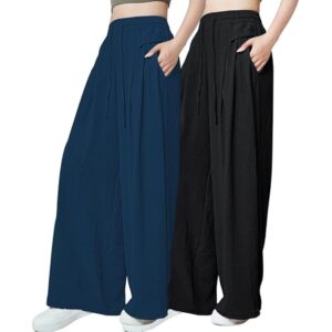 High Waist Polycotton Trousers for Women ? Flared Parachute Pants with Side Pockets | Casual Travel Cargo Pants (Available in Plus Size and Value Pack)