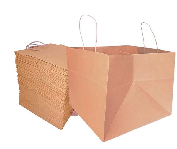Pizza Paper Bags, Cake, Bakery, Sandwich, Grocery & Vegetable Bag, Gift Bag, Pack of 100, Size 8.5?8.5?7" (L?B?H) (1/2kg), 150 GSM Thick Recycled Paper, PACK-IN