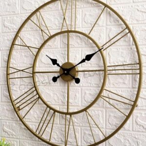 Crafted Metal Large Analog Wall Clock / 24 Inch (60 CM's) / VC-9023, gold