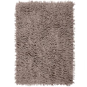 Cotton Shaggy Anti-Skid Rectangular Solid Bath Mat Soft & Super Absorbent Mats for Shower Washable,Non-Slip & Quick-Drying Mats for Home/Kitchen/Office(Grey,40X60cm)
