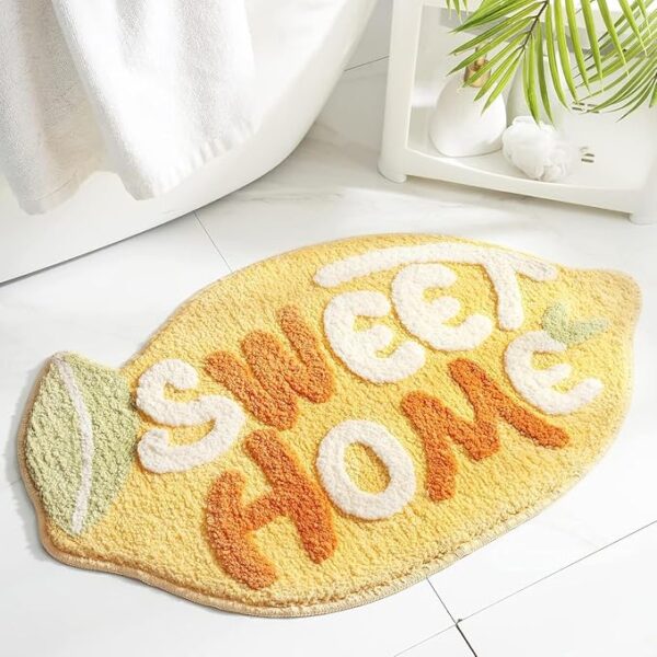 Microfiber Tomato Rectangular Bath Mat: Super Soft Shaggy Kids Bathroom Rug,Anti-Skid,Absorbent,Cute Cartoon Fruit Design,Non-Slip Floor Mat (60x40 Cm) (Multicolor Sweet Home Kids Mat)