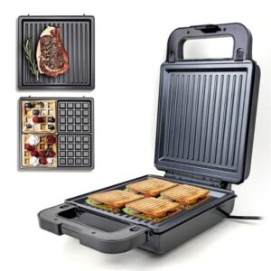 2 in 1 Sandwich Maker Electric 4 Slice with Grill and Waffle Attachement | Non Stick Detachable Waffle Maker & Toaster Sandwich Maker Electric