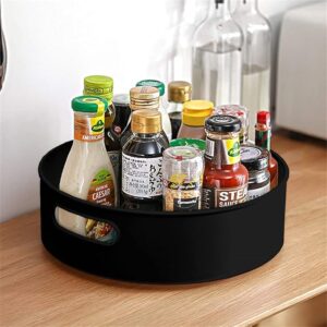 360? Rotating Kitchen Spice Cosmetic Holder Organizer Rack Tray (23L x 23B x 7.5H cm, Black)