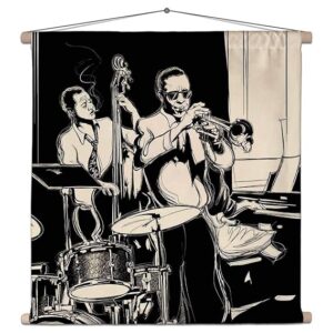 Jazz Band Canvas Fabric Painting Tapestry | Scroll Art Hanging 18 x 18 inch (46 x 46 cms)