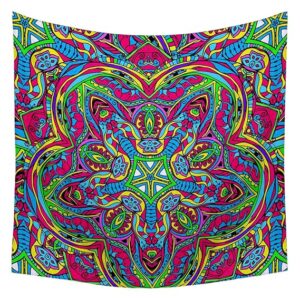 Psychedelic Traditional Motif Element Velvet Fabric Painting Tapestry | Wall Art Hanging 32.1 x 32 inch (82 x 81 cms)