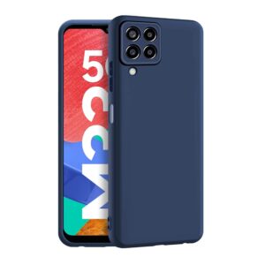 Galaxy M33 (5G) Back Cover | Camera Bump Protection & Ultra Slim | Matte Soft Silicon Shock Proof Rubberised Back Case Cover (Blue)