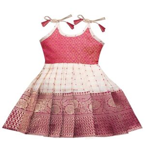 New south Indian traditional pattu pavadai Jecquard Frock for girls Lehenga Choli