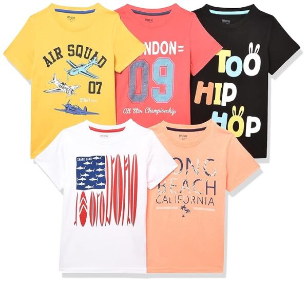 Max Boy Cotton Printed Regular Fit Tshirt