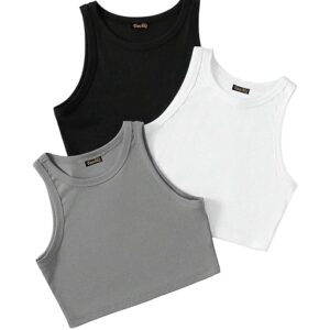 Top for Women | Spandex Crop Tops | Black White Beige Grey | Short | Western | Pack of 3 Combo