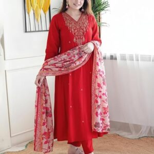 Women Embroidery Kurta and Pant Set with Dupataa